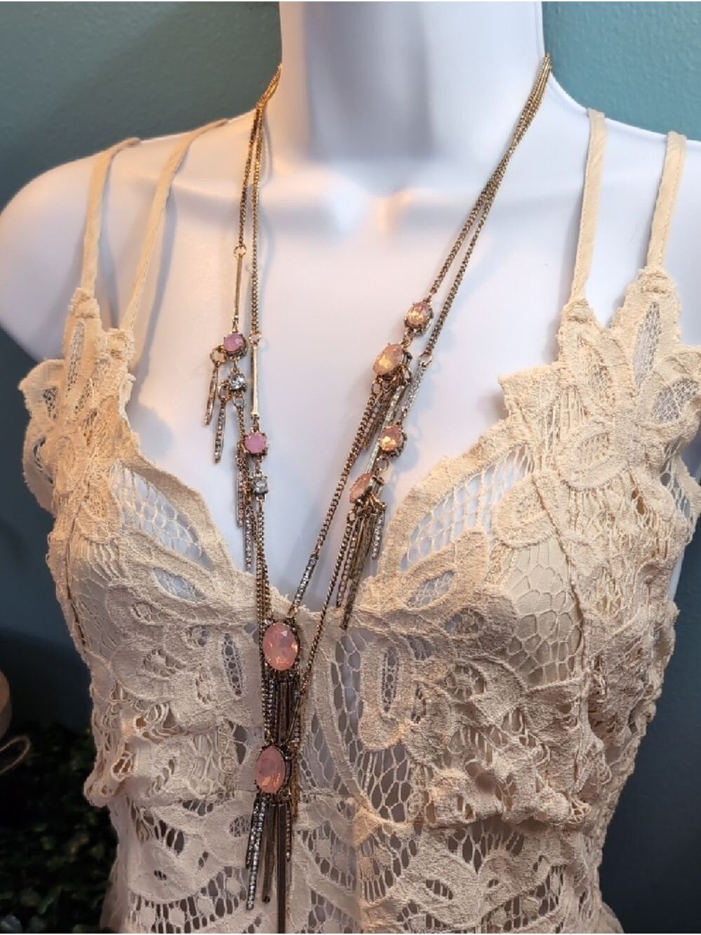 Soft Pink & Peach Gemstone Necklace Duo